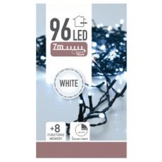 96 Λευκά Ψυχρά Λαμπάκια LED Μπαταρίας Εξωτερικού Χώρου, με 8 Προγράμματα και Χρονοδιακόπτη (7m)